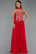 Long Red Chiffon Evening Dress ABU6391