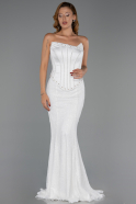 Long White Dantelle Formal Plus Size Dress ABU6394
