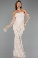 Long Beige Beaded Evening Dress ABU5922