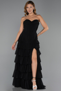 Long Black Chiffon Prom Gown ABU6397