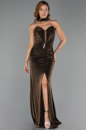 Long Brown Stony Evening Dress ABU6398