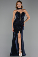 Long Navy Blue Stony Evening Dress ABU6398