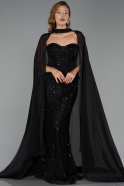 Long Black Beaded Evening Dress ABU6372
