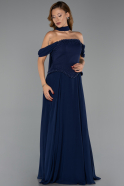 Long Navy Blue Chiffon Evening Dress ABU6400