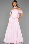 Long Powder Color Chiffon Evening Dress ABU6400