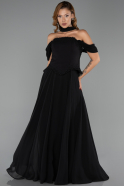 Long Black Chiffon Evening Dress ABU6400