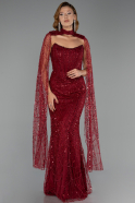 Long Burgundy Beaded Evening Dress ABU6401