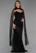 Long Black Beaded Evening Dress ABU6401