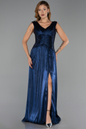 Long Navy Blue Chiffon Evening Dress ABU6403