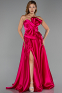 Long Fuchsia Satin Evening Dress ABU4975