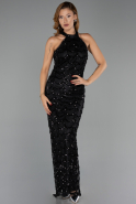 Long Black Dantelle Evening Dress ABU6405
