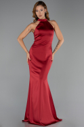 Long Burgundy Satin Prom Gown ABU6406