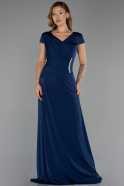 Long Navy Blue Formal Plus Size Dress ABU6410
