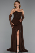 Long Brown Chiffon Evening Dress ABU5791