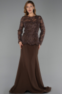 Long Brown Plus Size Evening Gown ABU6413