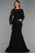 Long Black Plus Size Evening Gown ABU6413