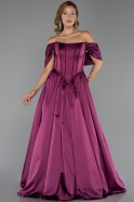 Long Plum Satin Evening Dress ABU6399