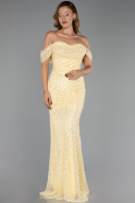 Long Yellow Beaded Evening Dress ABU6411