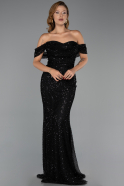 Long Black Beaded Evening Dress ABU6411