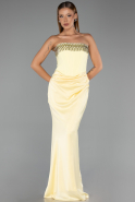 Long Yellow Satin Mermaid Prom Dress ABU5820