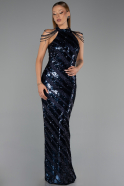 Long Navy Blue Scaly Evening Dress ABU6417