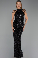 Long Black Scaly Evening Dress ABU6417