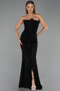 Long Black Dantelle Evening Dress ABU6419