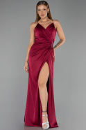 Long Cherry Colored Satin Prom Gown ABU6427