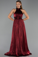 Long Burgundy Chiffon Prom Gown ABU6428