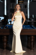 Long Yellow Satin Prom Gown ABU6406