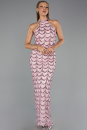 Long Powder Color Dantelle Evening Dress ABU6405