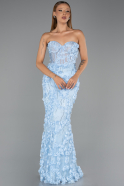 Long Light Blue Mermaid Evening Gown ABU6625