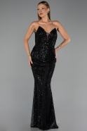 Long Black Beaded Evening Dress ABU6433