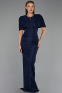 Long Navy Blue Dantelle Evening Dress ABU6438