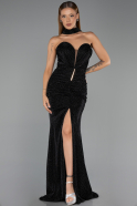 Long Black Beaded Evening Dress ABU6440