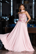 Long Powder Color Chiffon Evening Dress ABU6391