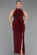 Long Burgundy Plus Size Evening Dress ABU6415