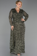 Long Olive Drab Scaly Plus Size Evening Gown ABU6488