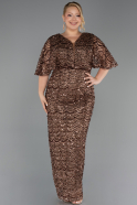 Long Copper Scaly Plus Size Evening Gown ABU6064