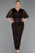 Long Brown Scaly Plus Size Evening Gown ABU6064