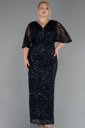 Long Navy Blue Scaly Plus Size Evening Gown ABU6064