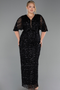 Long Black Scaly Plus Size Evening Gown ABU6064