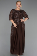 Long Brown Plus Size Evening Gown ABU6489