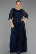 Long Navy Blue Plus Size Evening Gown ABU6489