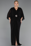 Long Black Chiffon Plus Size Evening Dress ABU6490