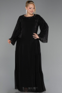 Long Black Chiffon Plus Size Evening Dress ABU6491