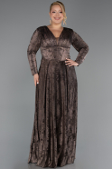 Long Black-Gold Plus Size Evening Dress ABU6492