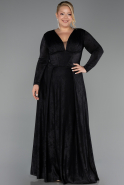 Long Black Plus Size Evening Dress ABU6492