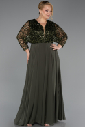 Long Olive Drab Chiffon Formal Plus Size Dress ABU6495