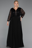 Long Black Chiffon Formal Plus Size Dress ABU6495